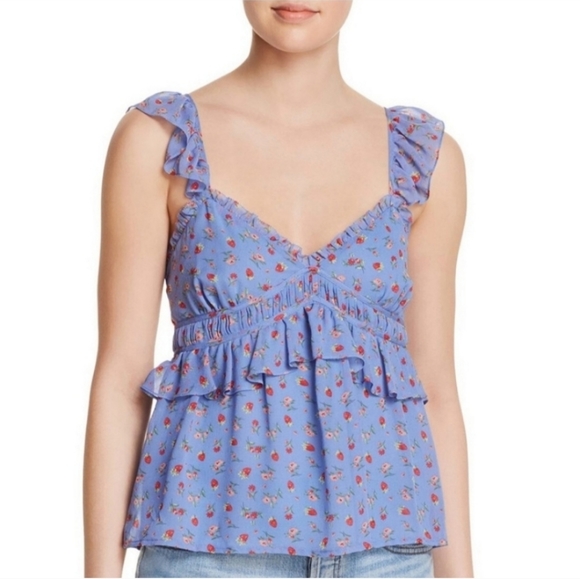 Joie NWT Medium 100% Silk floral ruffle dinesha lightweight top - Picture 2 of 12